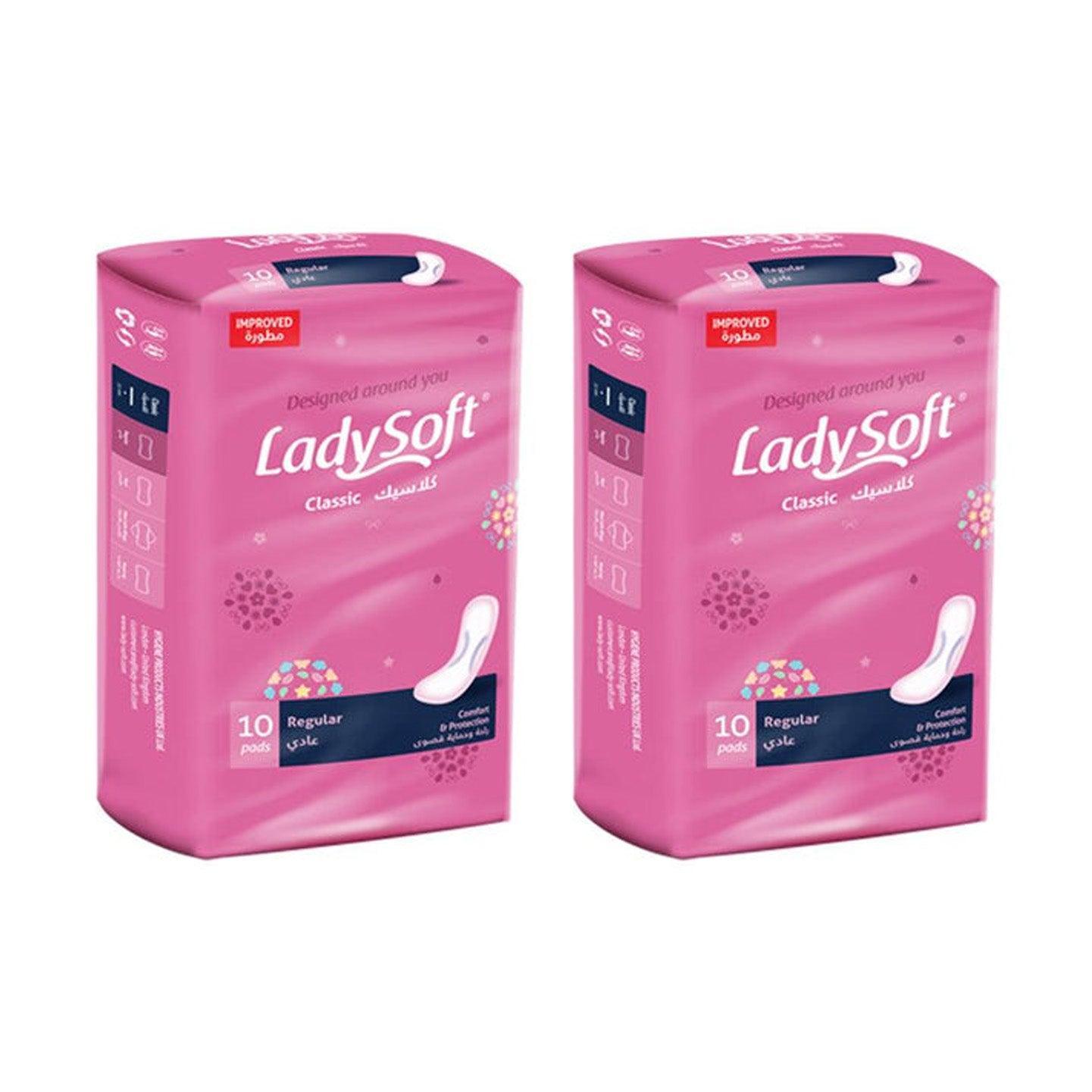 Lady Soft Premium Classic Pads Regular - 2 × 10 Pads (Offer) - Pinoyhyper