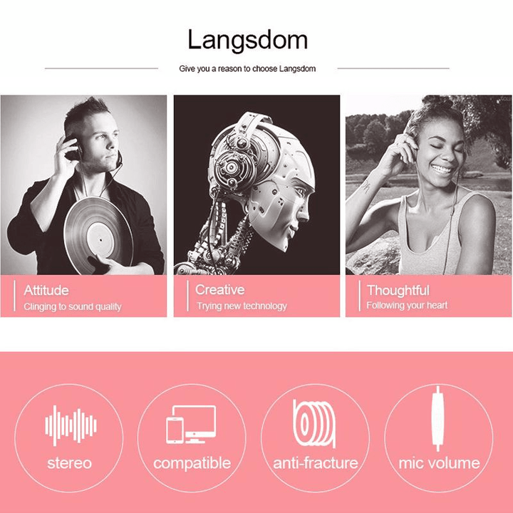 Langsdom Super Bass Wired Earphone - Q1 - Pinoyhyper