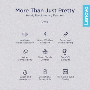 Lenovo Original True Wireless Earbuds - HT38 Black - Pinoyhyper