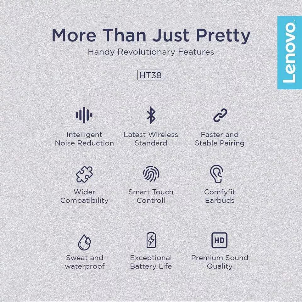 Lenovo Original True Wireless Earbuds - HT38 Black - Pinoyhyper