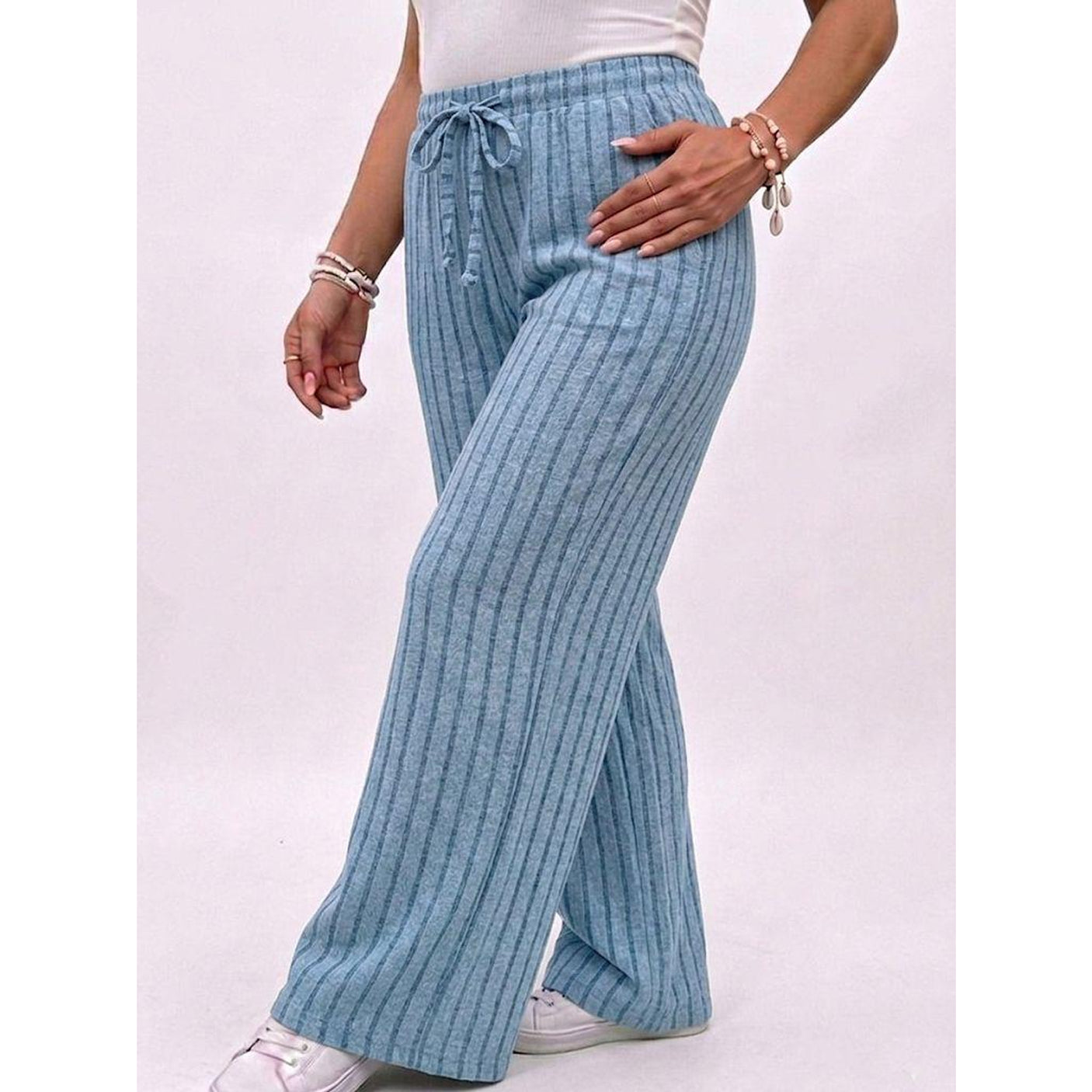 Classic Rib Knit Everyday Palazzo Pants - R1511