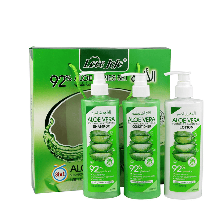 Love Jojo 92% Aloe Shampoo Conditioner and Lotion Set - 3 pcs × 300ml - Pinoyhyper