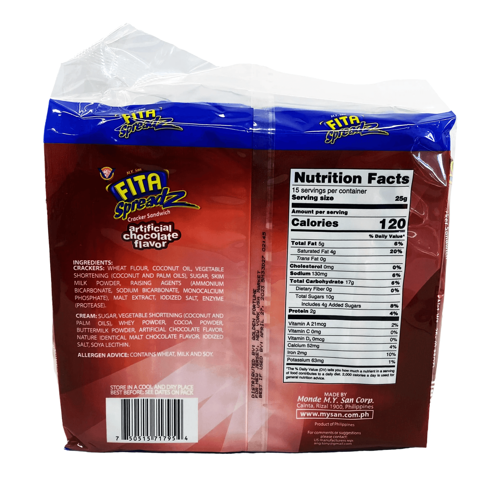 M.Y. San Fita Spreadz Cracker Sandwich Chocolate Flavor - 375g - Pinoyhyper