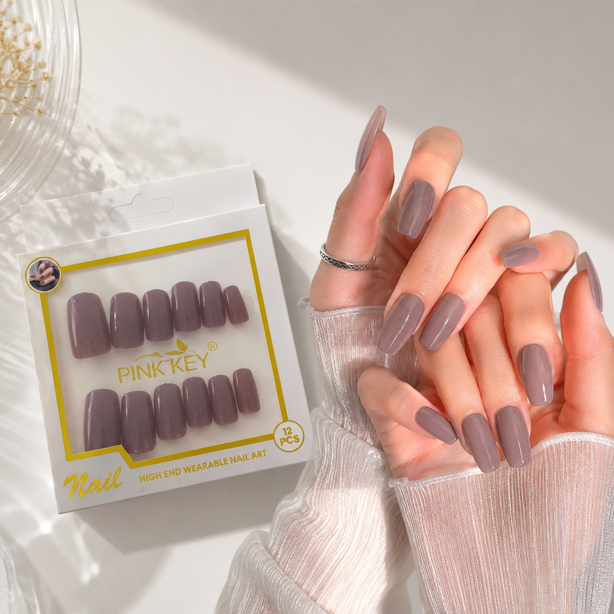 Pink Key High-End Wearable Nail Art - PK24164 (12 Pcs)