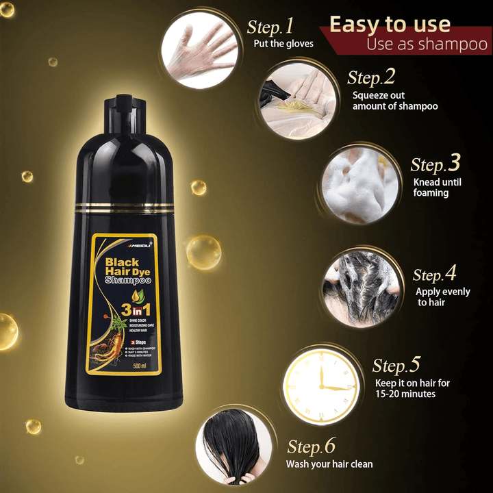 Meidu Hair Dye Shampoo 3 in 1 (2.0 Natural Black) - 500ml - Pinoyhyper