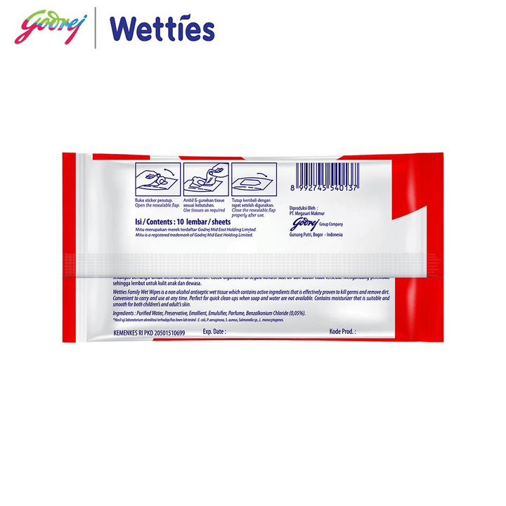 Mitu Wetties Antiseptic Family Wet Wipes Fresh Clean - 10's - Pinoyhyper