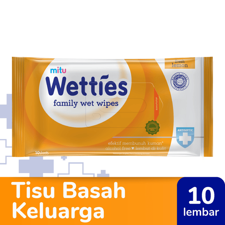 Mitu Wetties Family Wet Tissue Lemon - 10's - Pinoyhyper