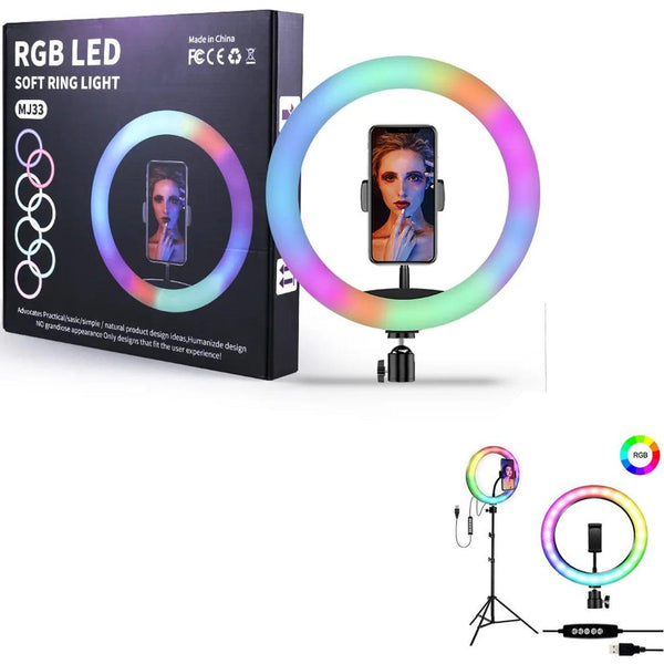 MJ-33 RGB LED Soft Ring Light With Stand-Selfie Light - Pinoyhyper