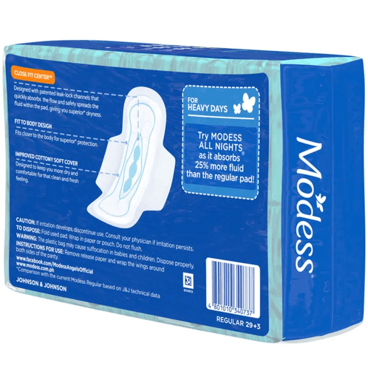 Modess Regular Cottony Soft With Wings - 32 Pads - Pinoyhyper