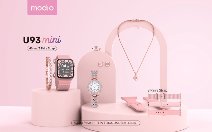 Modio U93 Mini Smart Watch With 5 In 1 Diamond Jewelry - Pinoyhyper
