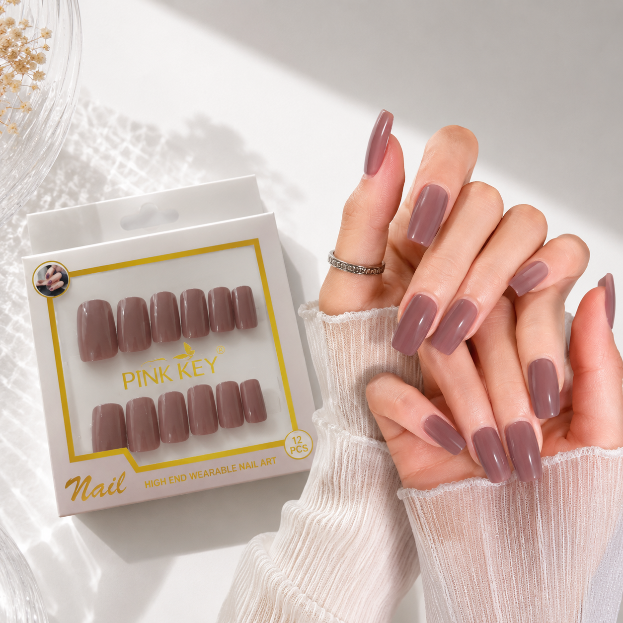 Pink Key High-End Wearable Nail Art - PK24164 (12 Pcs)
