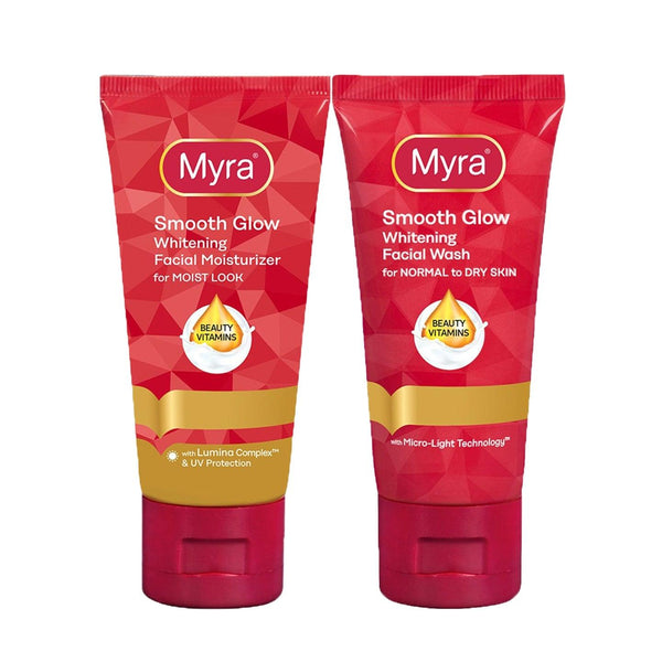 Myra Smooth Glow Whitening Facial Moisturizer + Facial Wash - 40ml+50ml (Offer) - Pinoyhyper