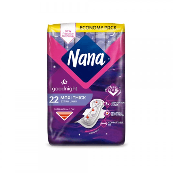 Nana Goodnight Maxi Thick Extra Long Sanitary Pads With Wings - 22 Pads - Pinoyhyper