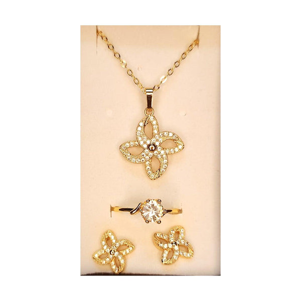 Necklace Earring & Ring Gift Set Jewelry Gold Plated - B202-22 - Pinoyhyper