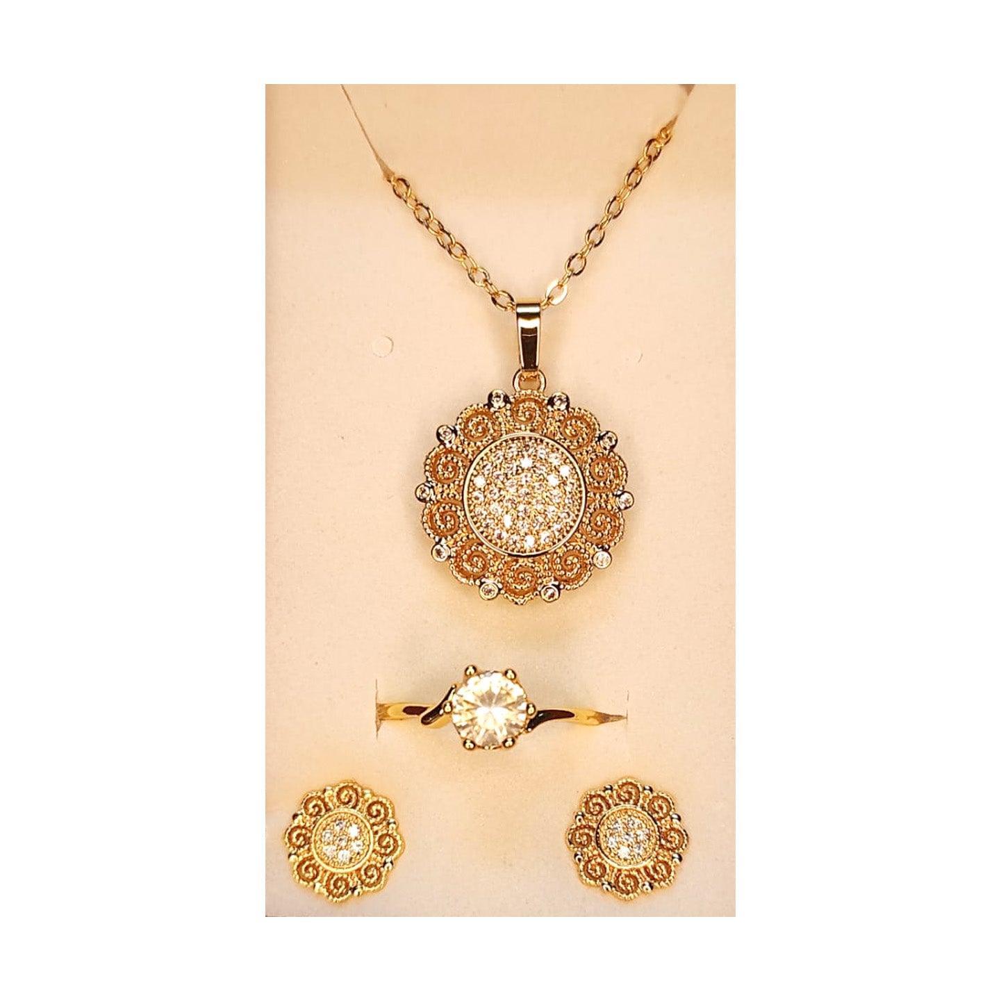 Necklace Earring & Ring Gift Set Jewelry Gold Plated - B202-33 - Pinoyhyper