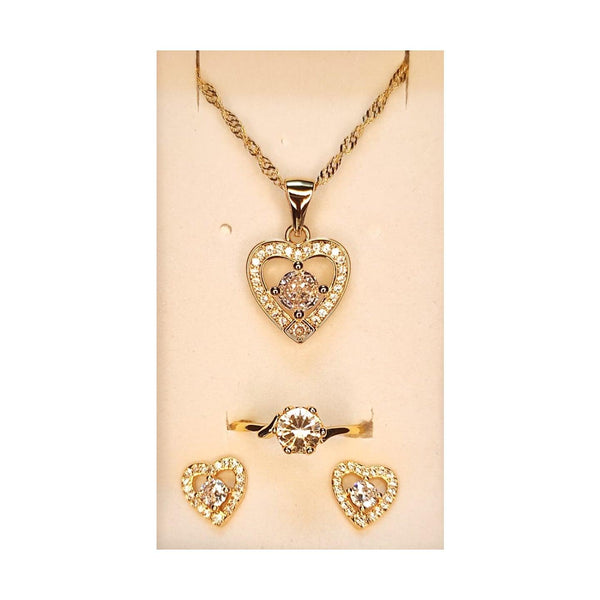 Necklace Earring & Ring Gift Set Jewelry Gold Plated - B202-44 - Pinoyhyper