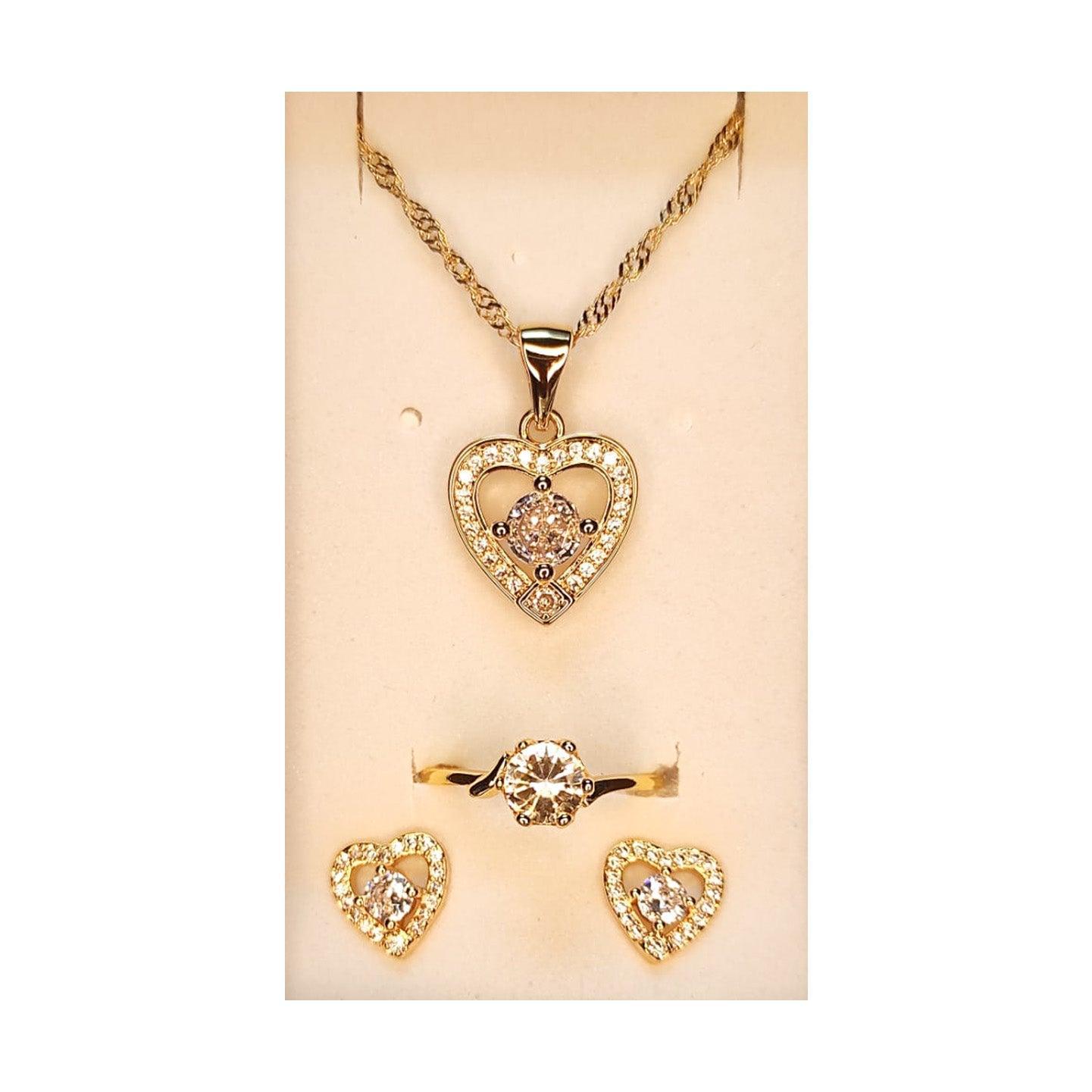 Necklace Earring & Ring Gift Set Jewelry Gold Plated - B202-44 - Pinoyhyper