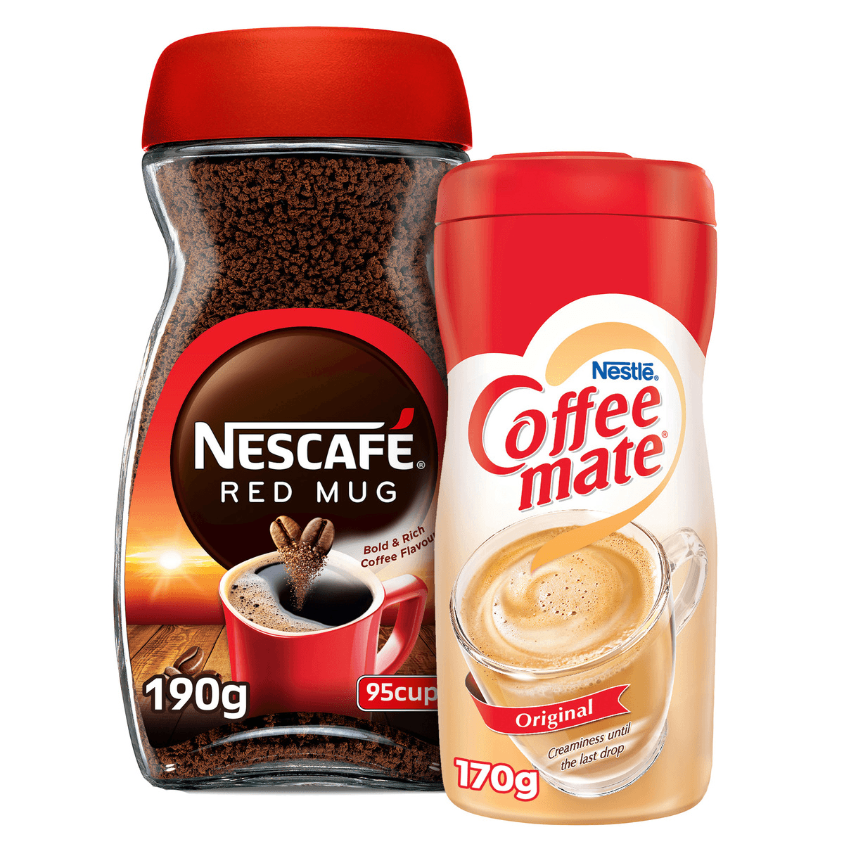 Nescafe Red Mug Instant Coffee Jar 190g + Coffeemate Value Pack 170g