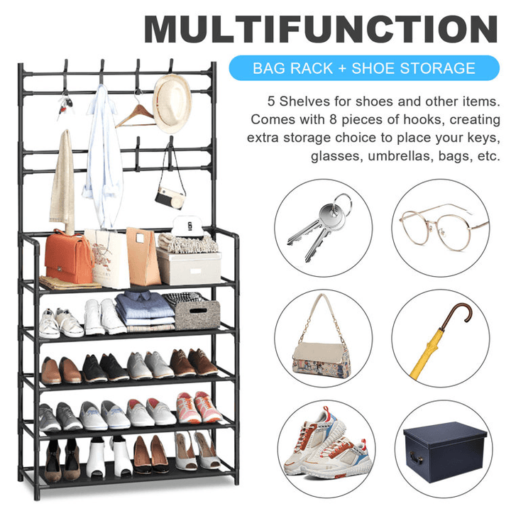 New Simple Floor Clothes Rack - 5 Layer 80 Wide Shoe Rack - Pinoyhyper