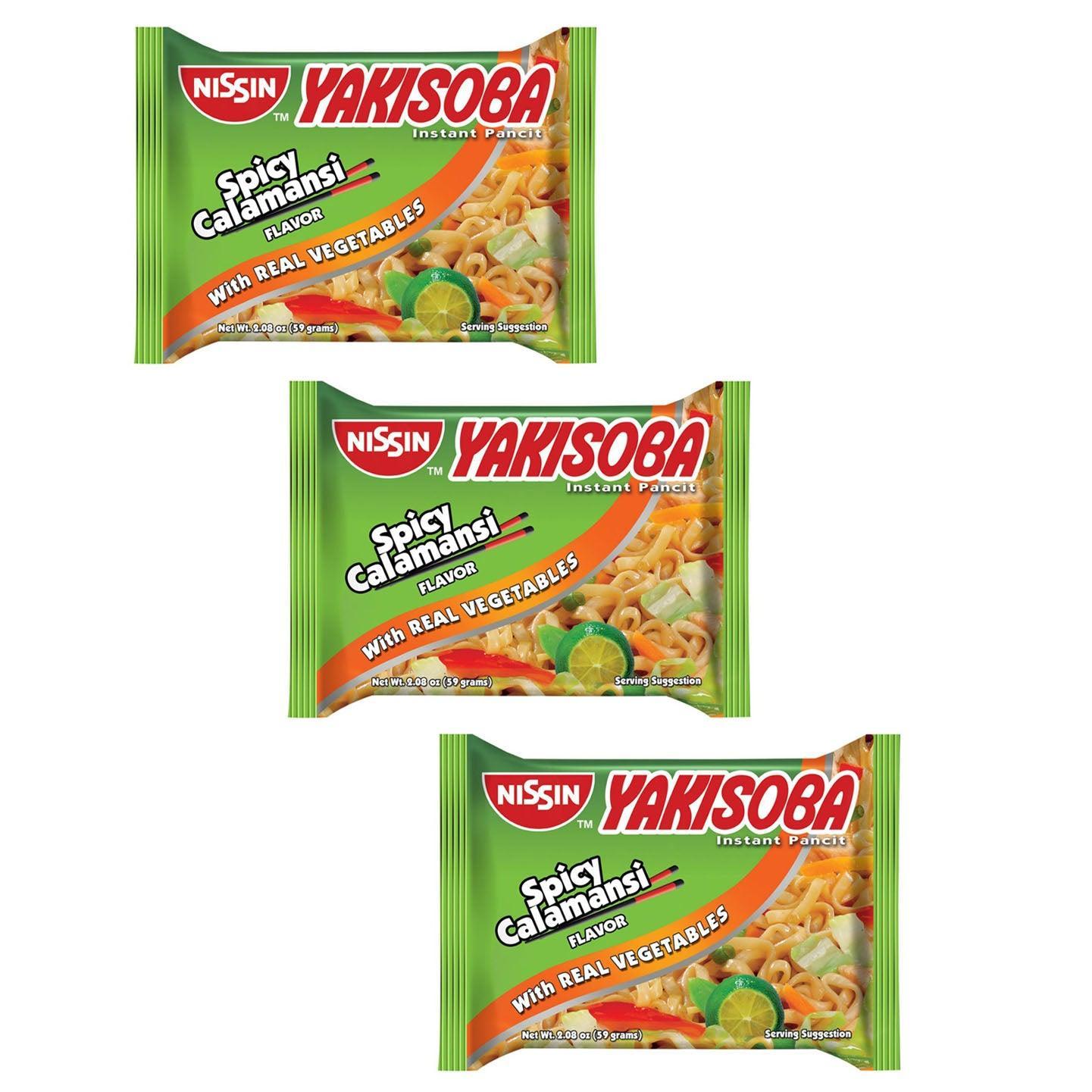 Nissin Yakisoba Spicy Calamansi Instant Pancit - 59g (2+1) Offer - Pinoyhyper