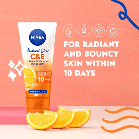 NIVEA Body Lotion Vitamin C & E Natural Glow Orange Scent - 180ml - Pinoyhyper