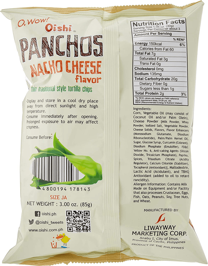 Oishi Panchos Nacho Cheese Flavor - 85g - Pinoyhyper