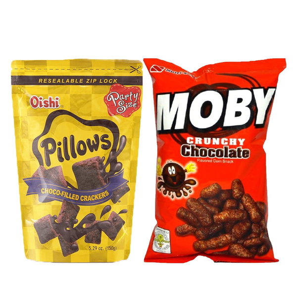 Oishi Pillow Choco-Filled Crackers + Moby Crunchy Chocolate Snack - 150g + 90g (Offer) - Pinoyhyper