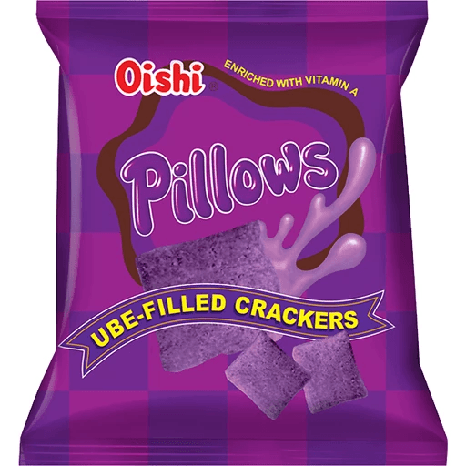 Oishi Pillows UBE-Filled Crackers - 38g - Pinoyhyper