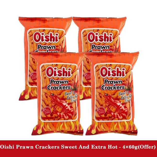 Oishi Prawn Crackers Sweet And Extra Hot - 4×60g (Offer) - Pinoyhyper