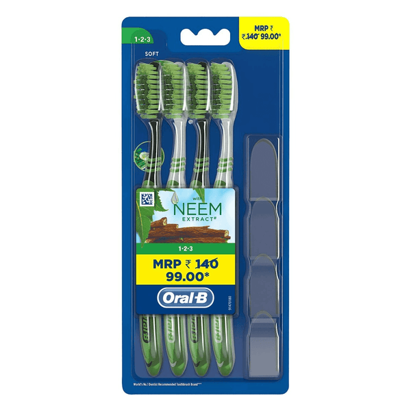 Oral-B 123 Toothbrush With Neem Extract - Soft (BUY 2 GET 2 Free) - Pinoyhyper