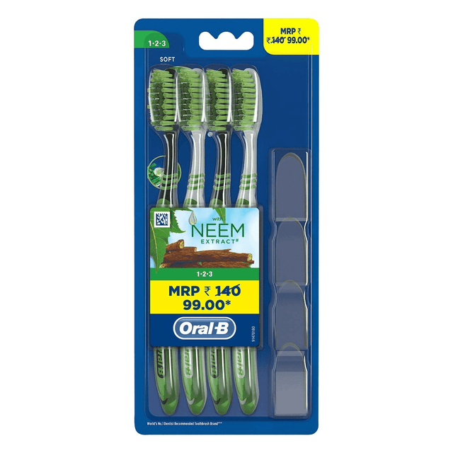 Oral-B 123 Toothbrush With Neem Extract - Soft (BUY 2 GET 2 Free) - Pinoyhyper
