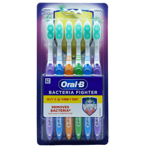 Oral-B Bacteria Fighter Cavity Defense Soft Assorted Toothbrush (Pack of 6) - Pinoyhyper