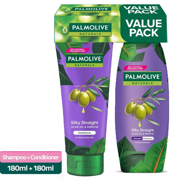 Palmolive Naturals Silky Straight Shampoo + Conditioner - 180ml x 2Pcs (Offer) - Pinoyhyper