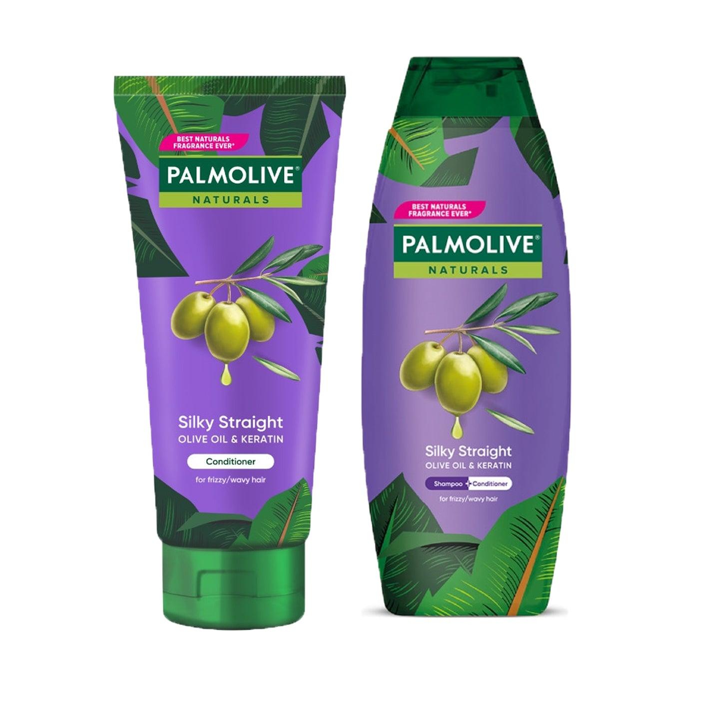 Palmolive Naturals Silky Straight Shampoo + Conditioner - 180ml X 2Pcs ...