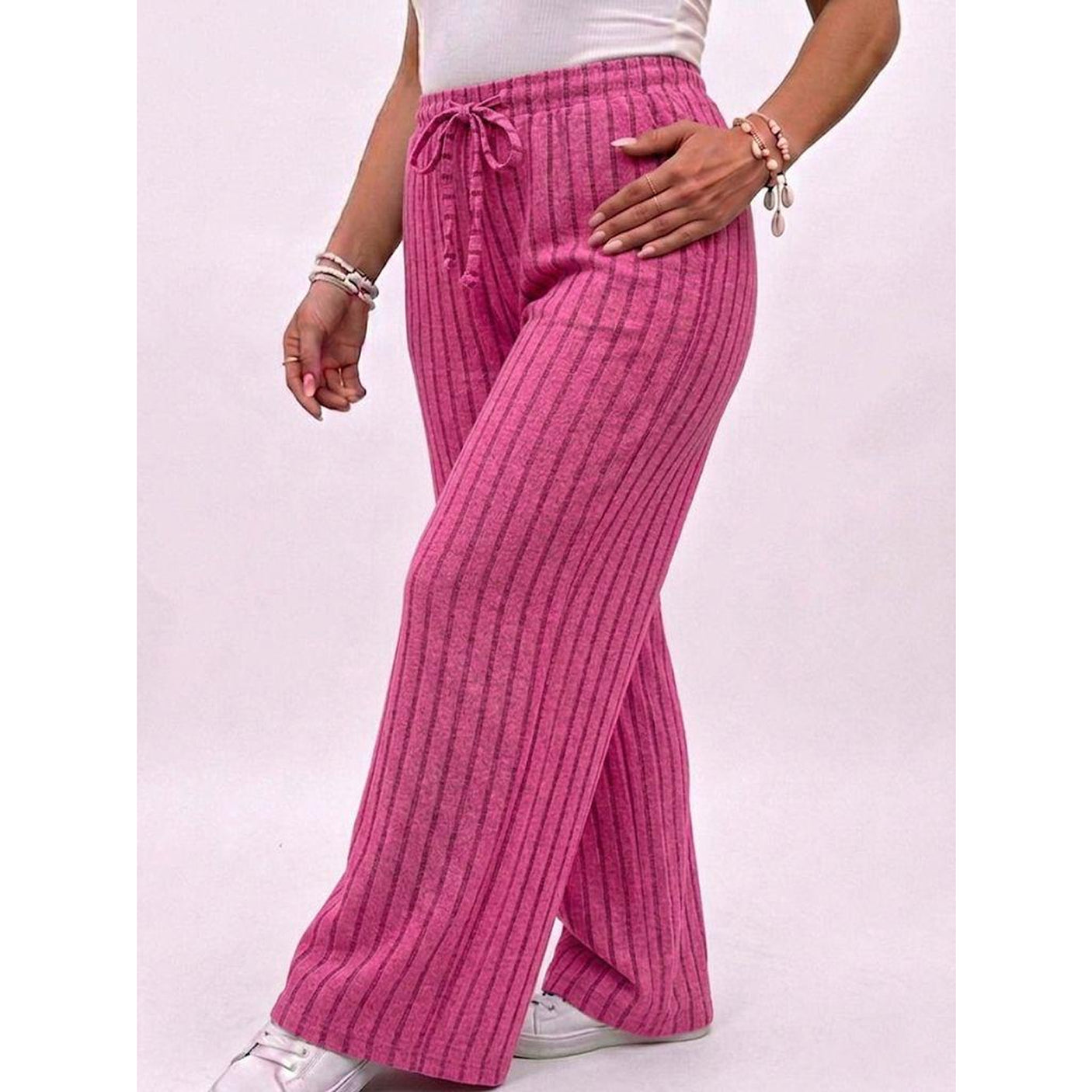 Classic Rib Knit Everyday Palazzo Pants - R1511