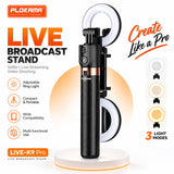 Plokama  Broadcast Stand with Ring Light & Phone Holder - Live-K9Pro
