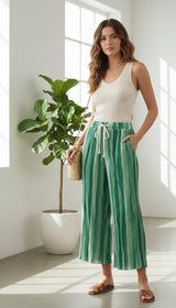 Women's Breezy Striped Wide-Leg Pants #4240