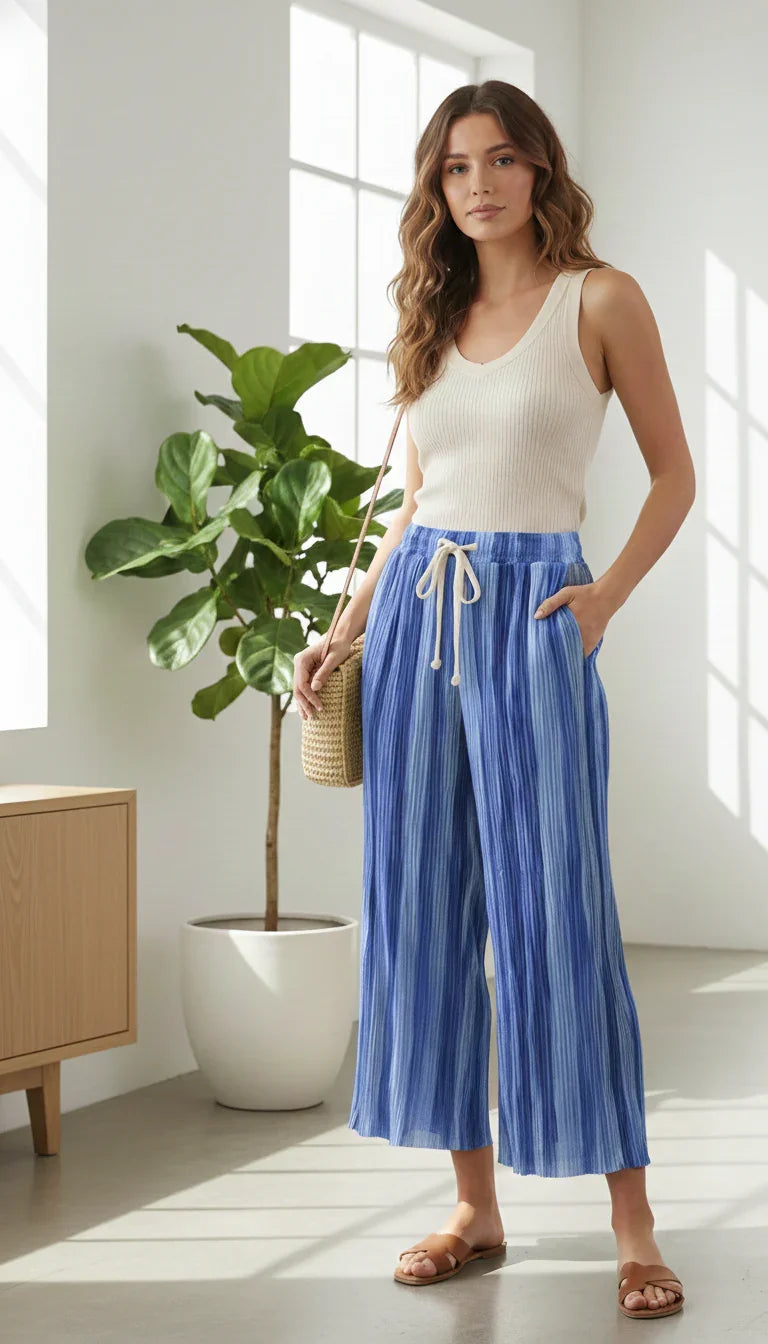 Women's Breezy Striped Wide-Leg Pants #4240