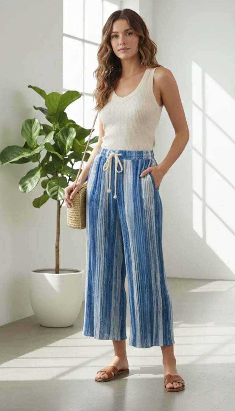 Women's Breezy Striped Wide-Leg Pants #4240