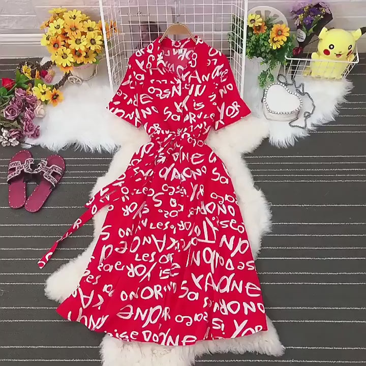 Women's Turn Down Collar Single Breasted Casual Dress