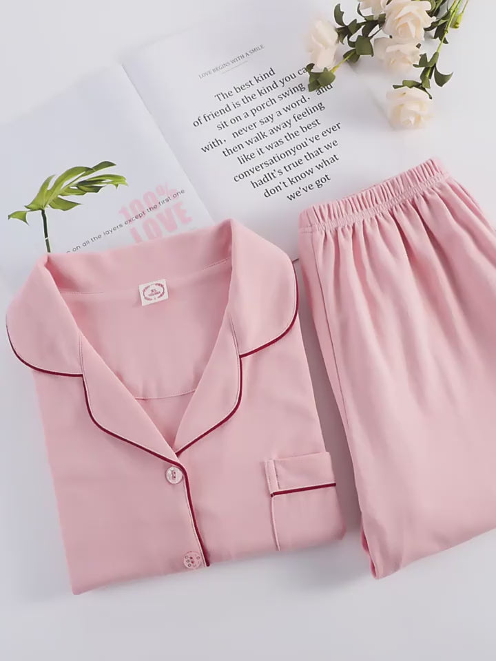 Women's Soft Cotton Long Sleeve Pajamas Set - 7503
