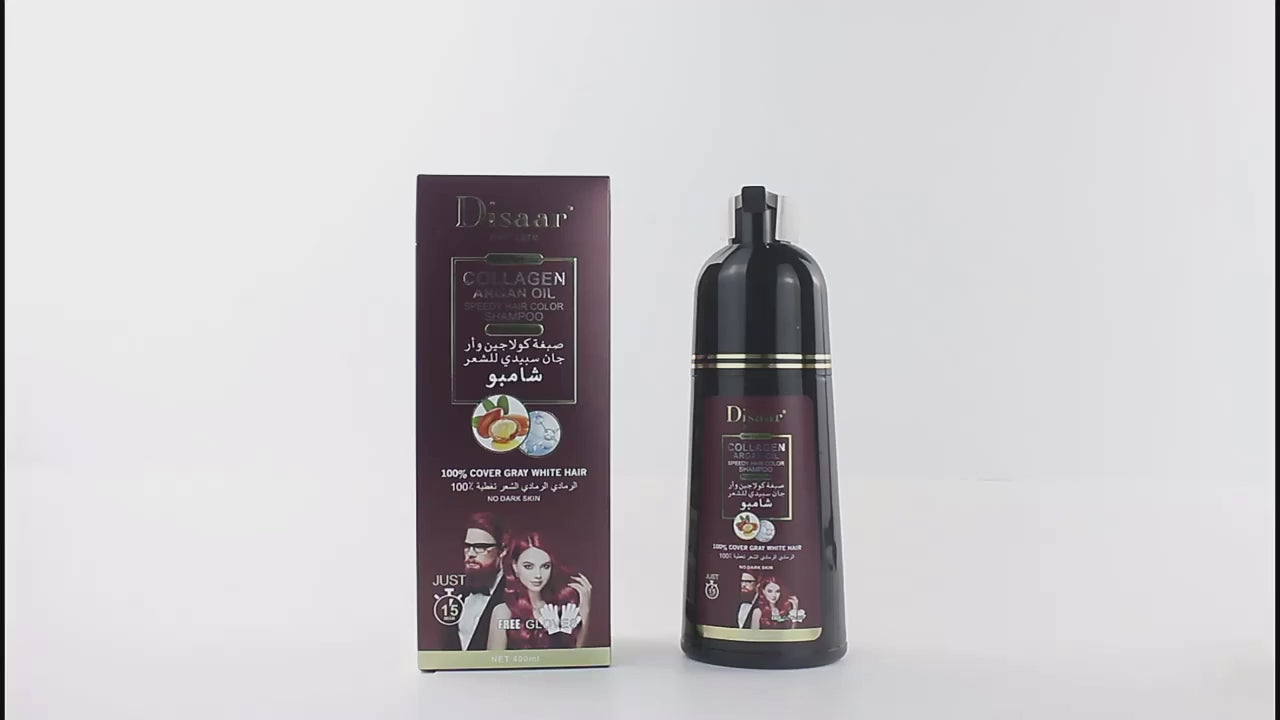Disaar Collagen Argan Oil Speedy Hair Color Burgundy Red Shampoo - 400ml