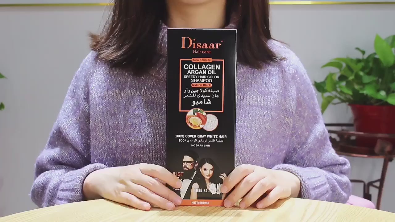 Disaar Collagen Argan Oil Speedy Hair Color Natural Black Shampoo - 400ml