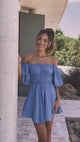 Blush Breeze Off-Shoulder Ruffle Dress