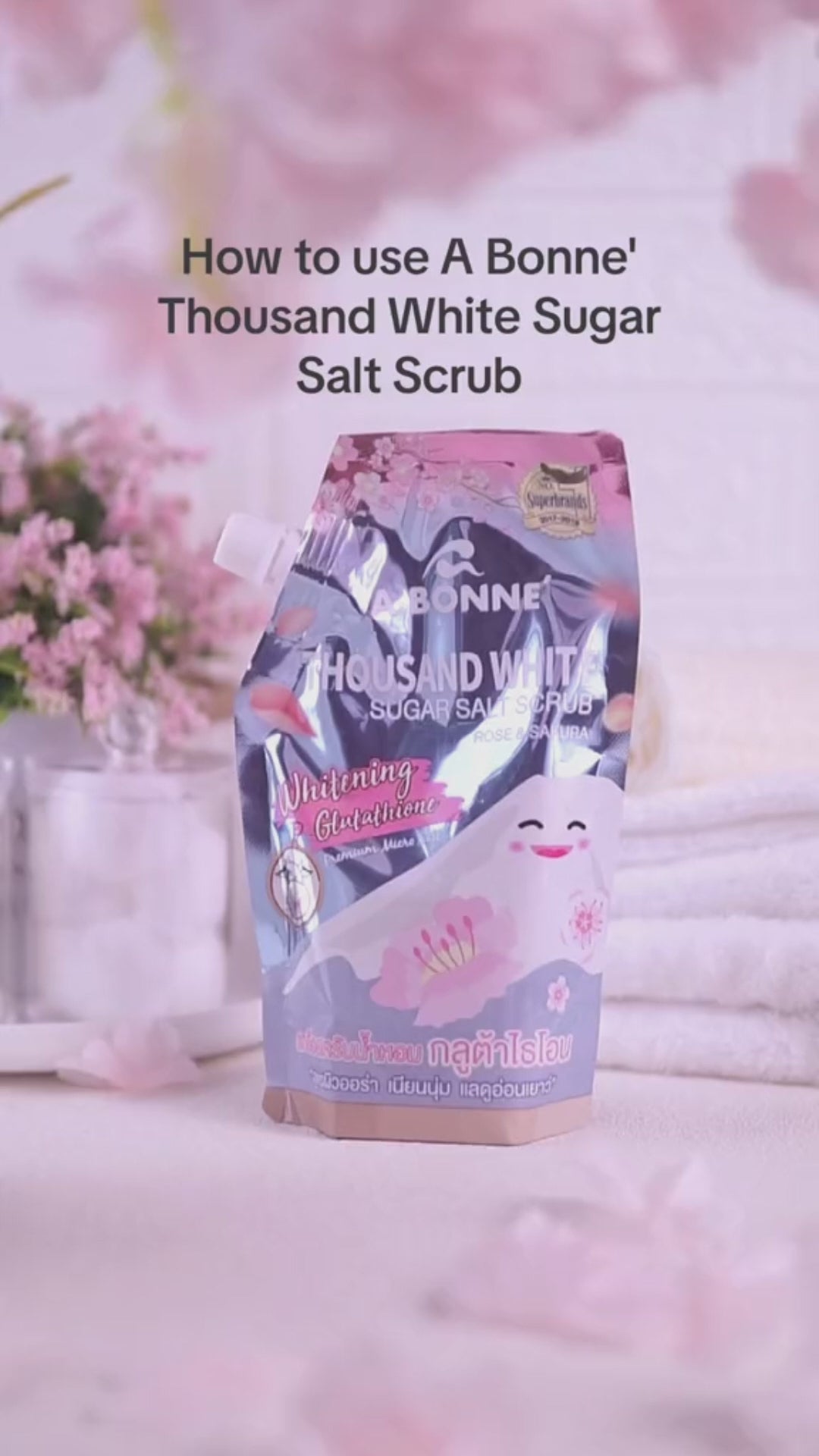 A Bonne Rose & Sakura Thousand White Sugar Salt Scrub - 350g