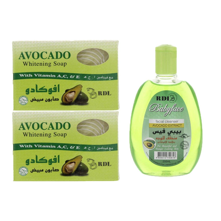 RDL Avocado Whitening Soap + Facial Cleanser Avocado Extract - 2Pcs × 135g + 250ml (Offer) - Pinoyhyper