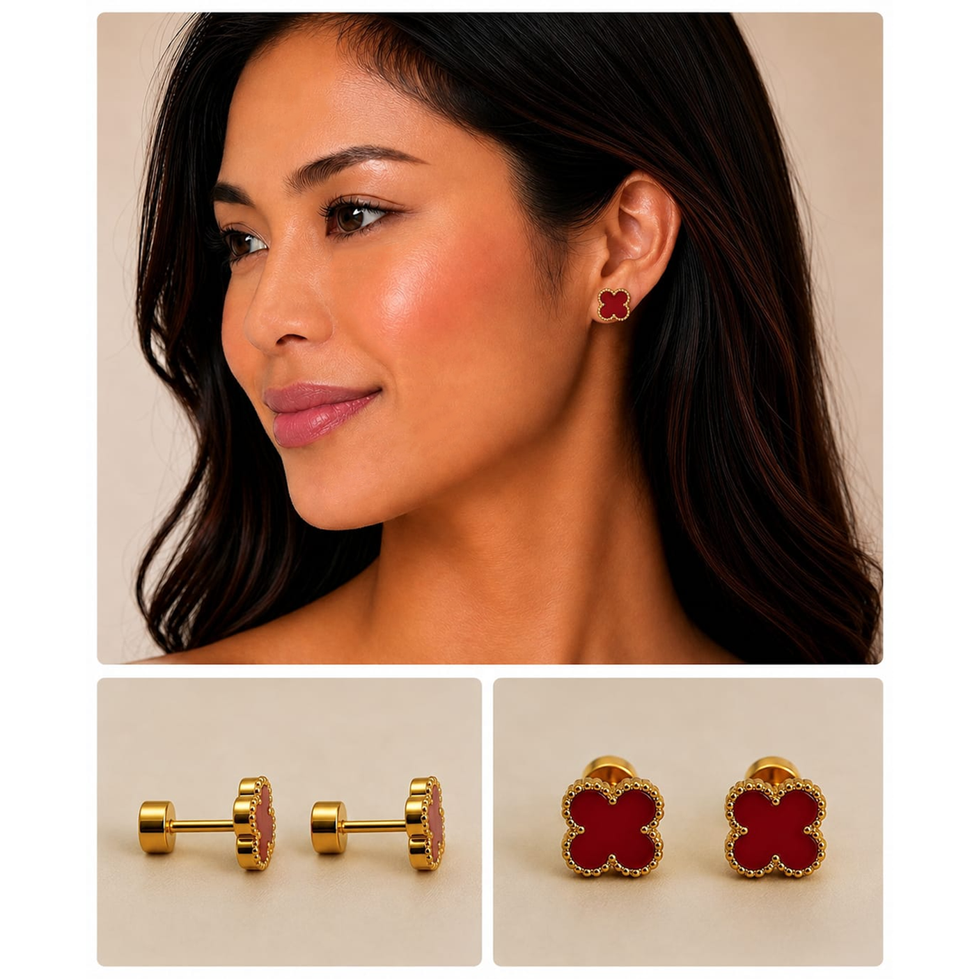 Four-Leaf Clover Stud Earrings - 125