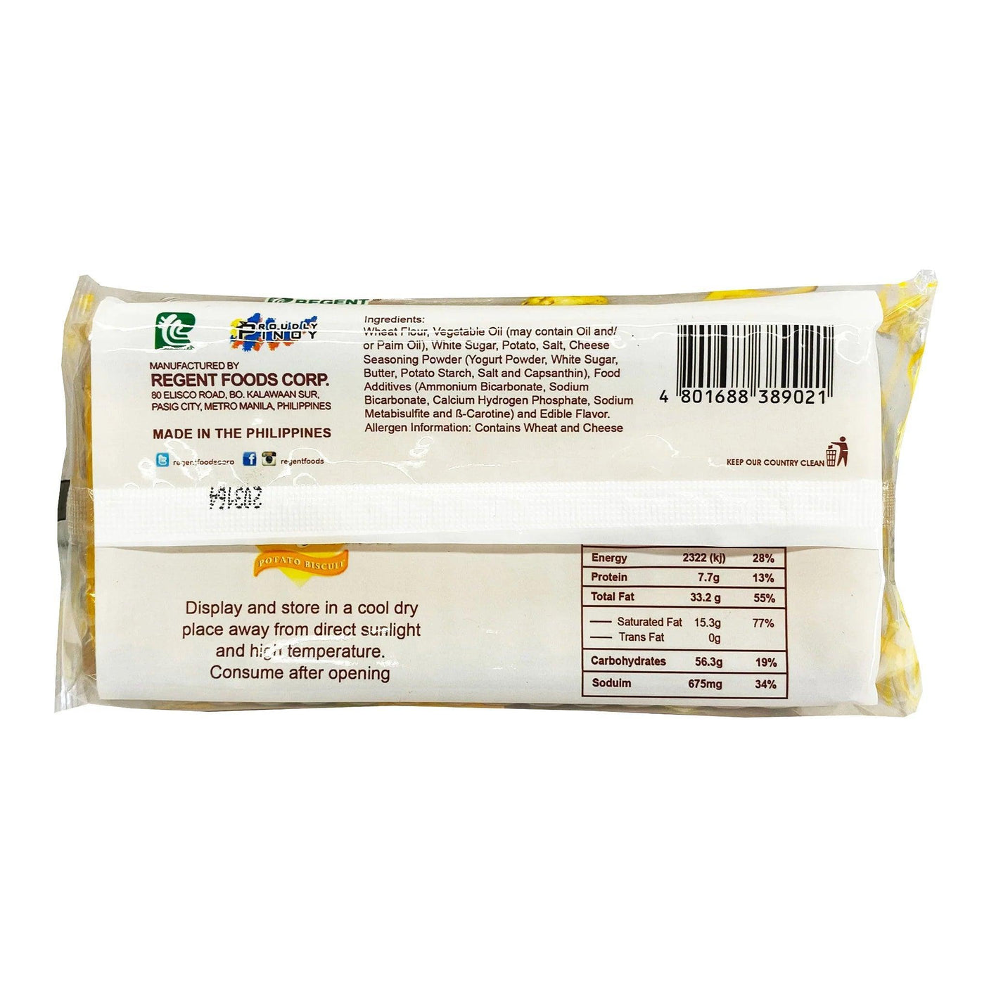 Regent Potato Crackers Biscuits Cheese Flavor - 200g - Pinoyhyper