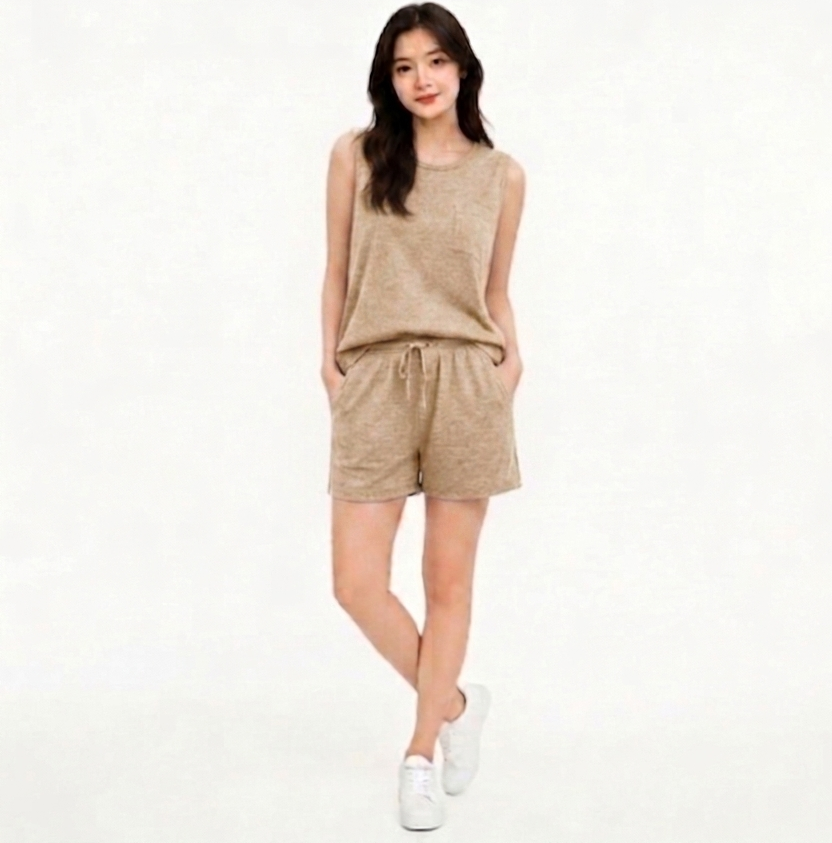 A&M Fashion Two-Piece Sleeveless Tank Top and Shorts Loungewear Set