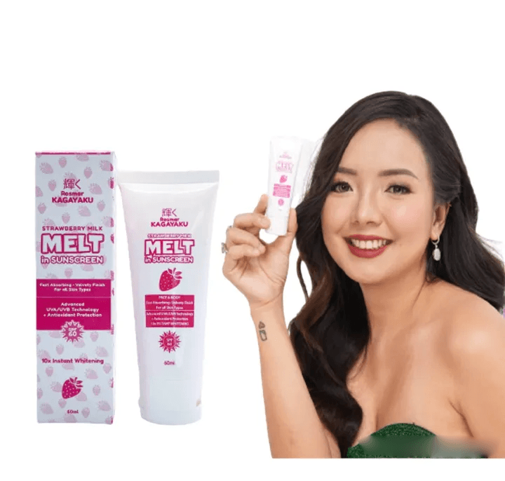 Rosmar Kagayaku Strawberry Milk Melt in Sunscreen - 60ml - Pinoyhyper